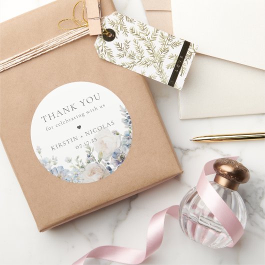 ダスティブルーガーデン結婚フローラサンキュー ラウンドシール (ギフト)