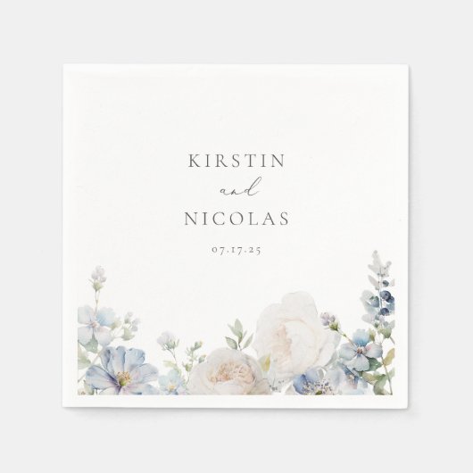 ダスティブルーガーデン結婚フローラ スタンダードカクテルナプキン (正面)