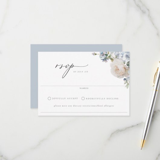 ダスティブルーガーデン結婚フローラ 出欠カード (正面/裏面インサイチュ)