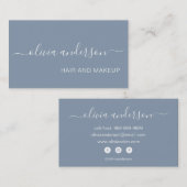 ダスティブルーガーリーシンプルヘアメイクアップサロン 名刺 (正面/裏面)