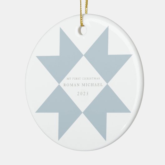 ダスティブルーキルトスターマイ初めてのクリスマス セラミックオーナメント (左)