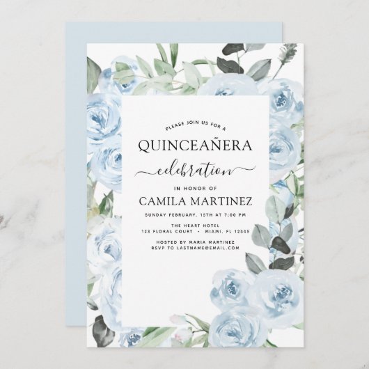 ダスティブルーキンセアニラフローラ招待状 招待状 (正面/裏面)