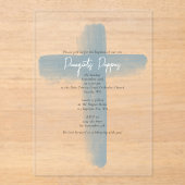 ダスティブルーギリシャ正統《キリスト教》洗礼式や命名式ボーイバプテスマ アクリル招待状 (正面)