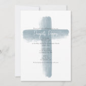 ダスティブルーギリシャ正統《キリスト教》洗礼式や命名式ボーイバプテスマ 招待状 (正面)