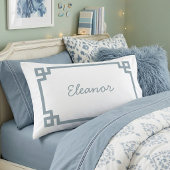 ダスティブルーギリシャ鍵モノグラム標準ピローケース 枕カバー