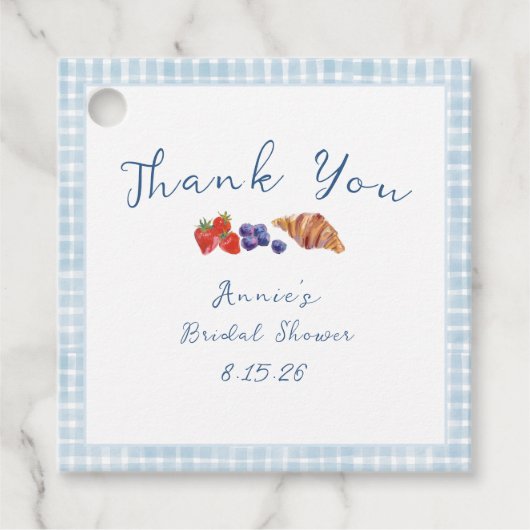 ダスティブルーギンガムブランチブライダルシャワーサンキュー フェイバータグ (正面)
