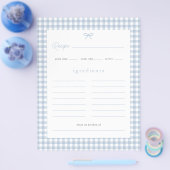 ダスティブルーギンガムベビーシャワーレシピカード チラシ (シングル)