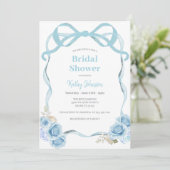 ダスティブルーギンガムボウブライダルシャワー招待 招待状 (スタンド正面)