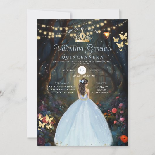 ダスティブルークインセアニラ15アノスフォレス花金ゴールド 招待状 (正面)