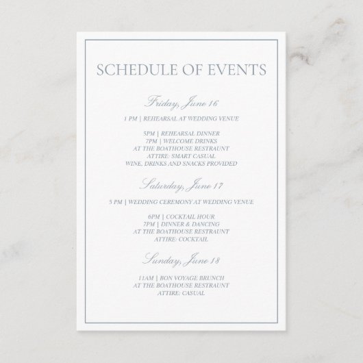 ダスティブルークラシックイベントスクリプトのスケジュール エンクロージャーカード (正面)