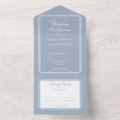 ダスティブルークラシックデコモノグラム結婚ズ オールインワン招待状 (内側)