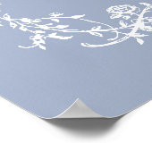 ダスティブルークラシックフローラ結婚のウェルカムサイン ポスター (角)