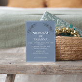 ダスティブルークラシックミニマルモダンリスト結婚ボホ 招待状