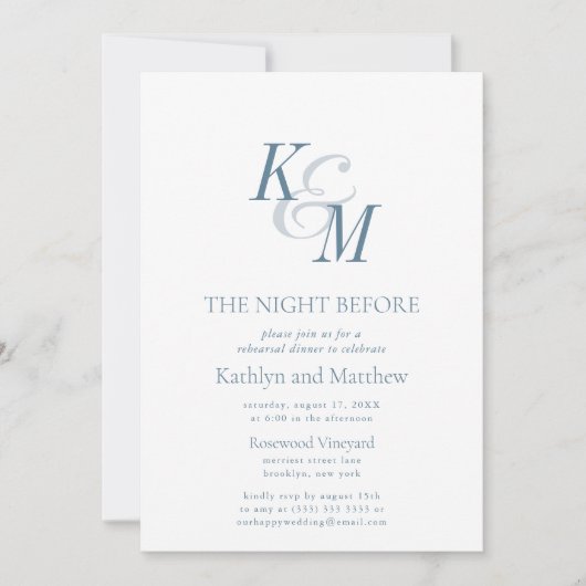 ダスティブルークラシックモノグラムザナイト 招待状 (正面)