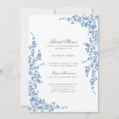 ダスティブルークラシックヴィンテージフローラブライダルシャワー 招待状 (正面)