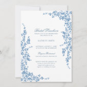 ダスティブルークラシックヴィンテージフローラブライダルルンチョン 招待状 (正面)