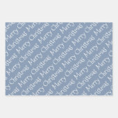 ダスティブルークリスマスタイポグラフィモダン休日 ラッピングペーパーシート (正面)