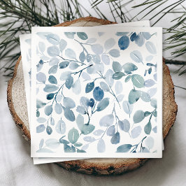 ダスティブルークリスマスナプキンと水彩離れ色 スタンダードカクテルナプキン