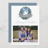 ダスティブルークリスマスリースホリデーフォトカード シーズンカード (正面/裏面)
