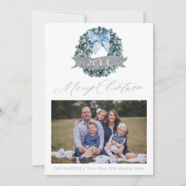 ダスティブルークリスマスリースホリデーフォトカード シーズンカード