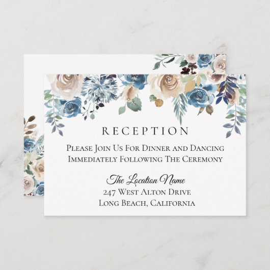 ダスティブルークリームフローラ結婚披露宴 招待状 (正面/裏面)