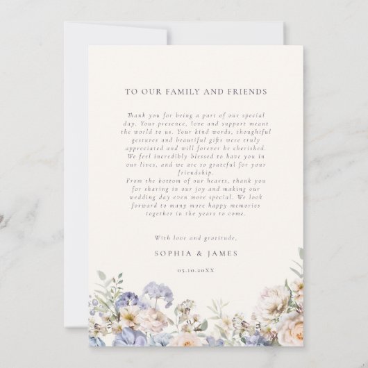 ダスティブルークリーム結婚フローラの写真 サンキューカード (裏面)