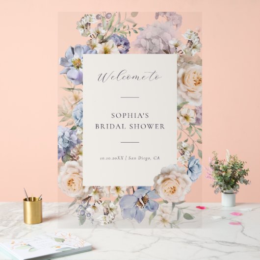 ダスティブルークリーム結婚フローラへようこそ アクリルサイン (ウェディング)