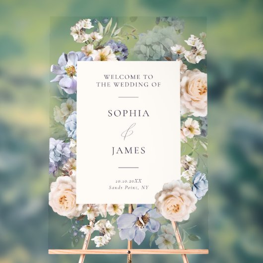 ダスティブルークリーム結婚フローラへようこそ アクリルサイン (ニュートラル)