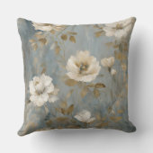 ダスティブルークリーム金ゴールドヴィンテージフローラ クッション (裏面)