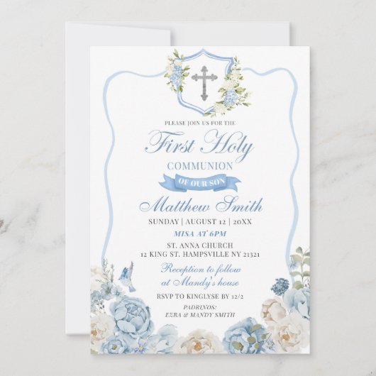 ダスティブルークレストとフローラファースト聖餐式 招待状 (正面)