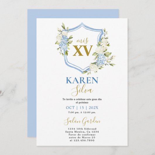 ダスティブルークレストキンセアニェラ招待状 招待状 (正面/裏面)