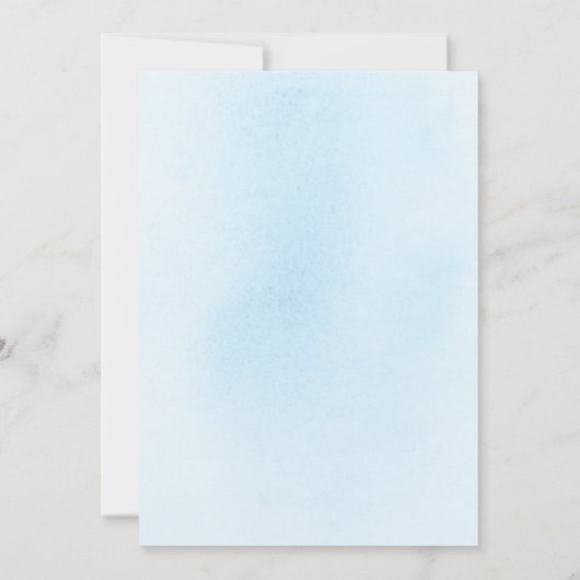 ダスティブルークロスとセージ緑のエレガント洗礼 招待状 (裏面)