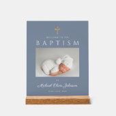 ダスティブルークロスフォトボーイバプテスマ歓迎 アクリルサイン (正面)