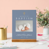 ダスティブルークロスフォトボーイバプテスマ歓迎 アクリルサイン (ウェディング)