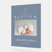 ダスティブルークロスフォトボーイバプテスマ歓迎 アクリルサイン (傾斜)