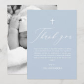 ダスティブルークロスボーイフォトバプテスマサンキューカード 招待状 (正面/裏面)