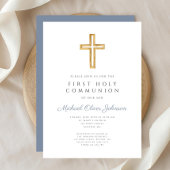 ダスティブルークロス宗教少年ファースト・コミュニオン 招待状