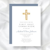 ダスティブルークロス宗教少年ファースト・コミュニオン 招待状