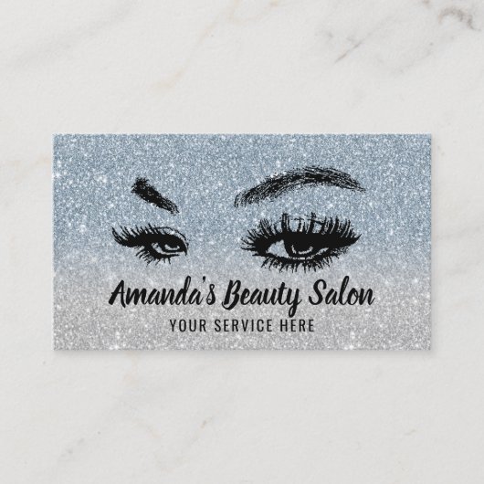 ダスティブルーグリッターまばたき&ブロウズメイクアップアーティスト 名刺 (正面)