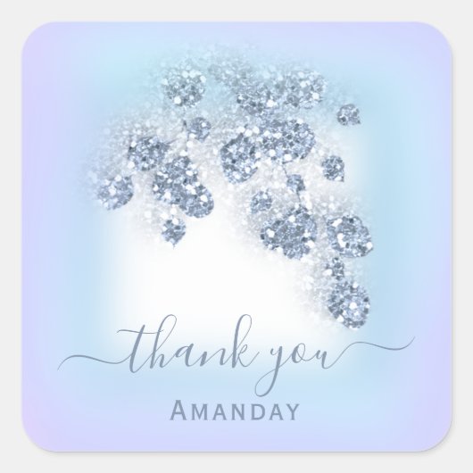ダスティブルーグリッターフローラプルプブライダルスウィート16th スクエアシール (正面)