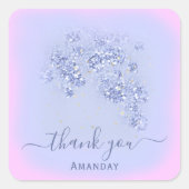ダスティブルーグリッターフローラ紙吹雪フェイスピンク スクエアシール (正面)
