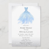 ダスティブルーグリッターブライデスメイドドレスブライダルシャワー 招待状 (正面)