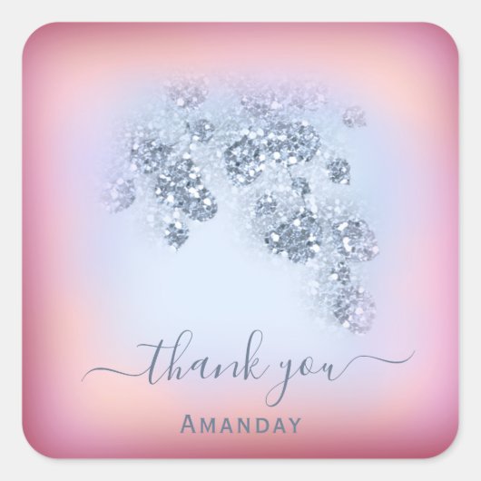 ダスティブルーグリッターブルグンディ感謝していススイート16th スクエアシール (正面)