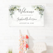 ダスティブルーグリーナリーブライダルシャワーウェルカムサイン 横断幕 (インサイチュ)