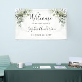 ダスティブルーグリーナリーブライダルシャワーウェルカムサイン 横断幕 (トレードショー)