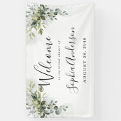 ダスティブルーグリーナリーブライダルシャワーウェルカムサイン 横断幕 (縦)