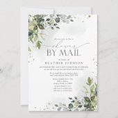 ダスティブルーグリーンエレガントリーバーチャルブライダルシャワー 招待状 (正面)