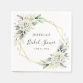 ダスティブルーグリーンエレガントリーブライダルシャワー紙 スタンダードカクテルナプキン (正面)