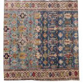 ダスティブルーグリーンクバイエローバンド  シャワーカーテン (正面)