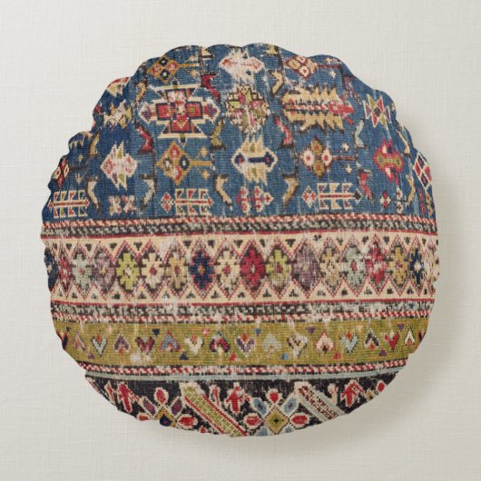 ダスティブルーグリーンクバIIマスタードバンド  ラウンドクッション (正面)